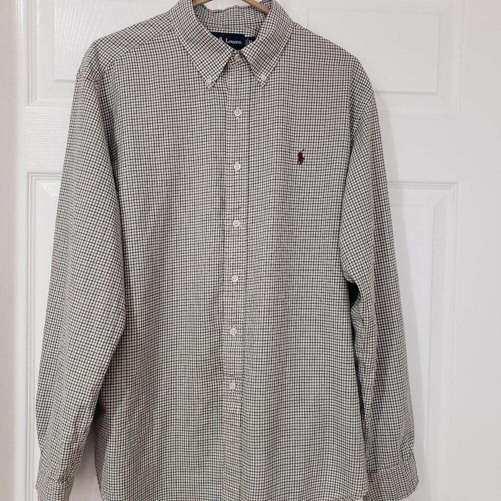 Ralph Lauren Men's Classic Fit Button-Down Shirt Teal Brown Stripes Size‎ XL